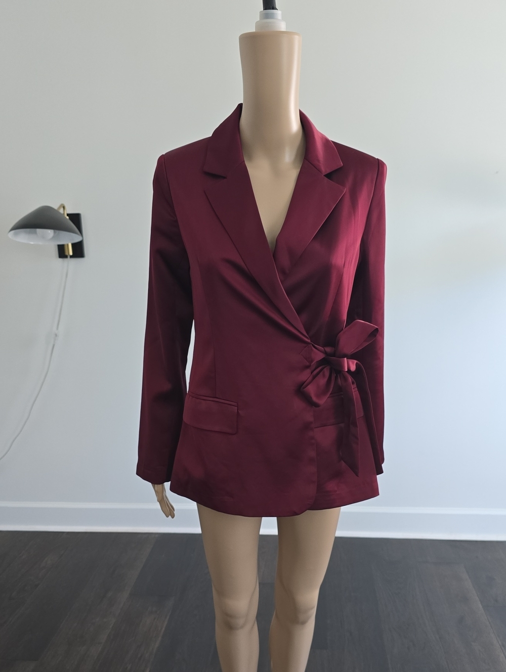 Greylin Wine Wrap Blazer with Side Tie